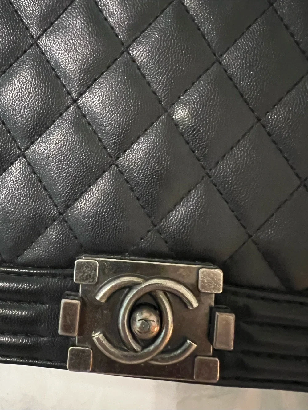 Black Quilted Leather Chain Shoulder Bag